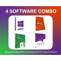 4 PRO SOFTWARE COMBO ( Windows10 Pro | Office 2019 Pro | Visual Studio 2019 Pro | Projects 2019 Pro)