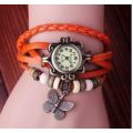 HIGH QUALITY WOMENS GENUINE LEATHER VINTAGE BRACELET WATCH (Butterfly) - VARIOUS COLOURS