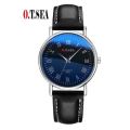 O.T.SEA Brand Men Watch Fashion Brand Faux Leather Blue Ray Glass Quartz Analog Watches Casual Cool