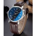 O.T.SEA Brand Men Watch Fashion Brand Faux Leather Blue Ray Glass Quartz Analog Watches Casual Cool