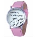 Women PU Leather Watch Wathever I am Late Anyway Letter Watches