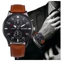 Migeer Retro Design Leather Band Analog Alloy Quartz Wrist Watch