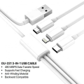 Usb Multi-Head Fast Charger/Adapter With 3-In-1 Multi-Function Data Cable