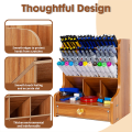 Multifunctional Desk Wooden Shelf Storage Box Diy Pen Holder