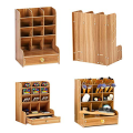 Multifunctional Desk Wooden Shelf Storage Box Diy Pen Holder