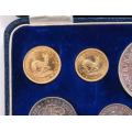 1955 Long Proof Set with both Gold coins one pound and half pound. FDC
