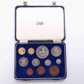 1955 Long Proof Set with both Gold coins one pound and half pound. FDC