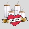 MOTHER`S DAY : SUBLIMATION DESIGNS FOR GLASS MUGS / GLASS DRINKING BOTTLES (CRICUT/SILHOUETTE CAMEO)