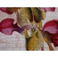 VINTAGE EFFECT - BEAUTIFUL ANTIQUED PRINT OF SLIPPER ORCHIDS IN FABULOUS ORNATE FRAME.