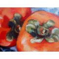 AMAZING AND BEAUTIFUL ORIGINAL, RONNIE HUBER OIL PAINTING `PERSIMMONS` TROPICAL DECOR DELIGHT!