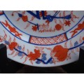 BEAUTIFUL CHINESE HAND PAINTED PLATE - FABULOUS DEEP BLUE and TANGERINE.