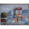 ABSTRACT ORIGINAL - STREET SCENE - GORGEOUS PALETTE KNIFE PAINTING IN STUNNING FRAME!