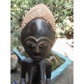 VINTAGE AFRICAN ARTEFACTS - STUNNING FERTILITY WOOD CARVING OF MOTHER and CHILD BREAST FEEDING.