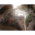 Vintage Chinese brass pot - beautifully engraved with fabulous makers mark on base. Authenic heavy.