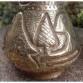 Rare Hebraic (Hebrew) wedding vase. Hand engraved brass with Hebrew symbols of their history.