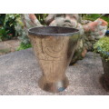 VINTAGE  CHINESE HAND ETCHED VESSEL - PRIMITIVE INTERESTING AND HEAVY BRASS ITEM - ORIGINAL PATINA