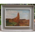 Vintage original oil painting of poplar trees in Clarens. Signed by artist. Wonderful piece