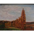 Vintage original oil painting of poplar trees in Clarens. Signed by artist. Wonderful piece