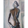 Original oil painting Gaye Pass. Well known and respected KZA artist. Sophisticated monochrome nude.