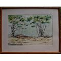 Eugene Hurter, investment art by late S.African artist. `Farm Trees` Original watercolour.