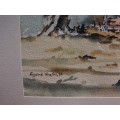 Eugene Hurter, investment art by late S.African artist. `Farm Trees` Original watercolour.