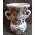 Vintage - gorgeous old rose garden pattern vase. Cottage style decor.