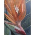 Stunning abstract - Bird of Paradise. Sophisticated muted hues. Oil on deep sided canvas frame.