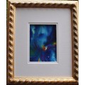 Abstract original art - a pair.  Midnight Magenta Irises in stunning frames. Beautiful!  See both.