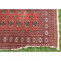 Bukhara Persian carpet - lovely old character piece - worn, faded, threadbare in places