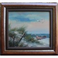 Charming seascape - original oil painting in fabulous frame.