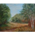 Vintage original by the late Mary Swindell (1927-2017) Impressionist landscape in oils.
