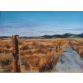 Original oil on canvas. S.African landscape with big open spaces and cobalt skies.