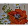 Beautiful original oil painting `Poppies and Daisies` lovely floral art.