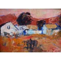 A pair of original Diane Erasmus abstract impressionist, S.African landscapes, well framed.