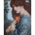 Beautiful print of painting by Dante Rossetti - Prosperine, Romanticism. In vintage gilded frame.