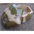 Studio Pottery. Large Trinket bowl with lid in gorgeous forest green mottled design. Fab decor item.