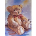 Charming & very cute, original Lorna Panzenbock original watercolour of Teddy. Well framed.