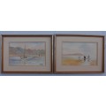 Original Peter Mills. A pair of watercolours, Hout Bay and Noordhoek.