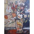 Beautiful statement piece - stunning large impressionist still life. Original oil on canvas.