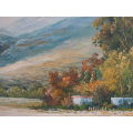 Large original oil painting by the late H.Knauf 1901-1976. Magnificent mountainscape scene.