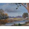 Original oil painting of tranquil S.African landscape.