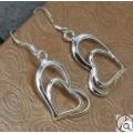 Eternia - 925 Stamped silver, Double Heart Earrings.