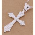 925 stamped silver chain Cross necklace pendant