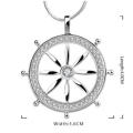 925 stamped silver wheel necklace.