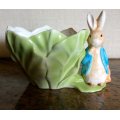 Vintage Teleflora Beatrix Potter Peter Rabbit Large Lettuce Leaf Planter Bowl*