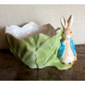Vintage Teleflora Beatrix Potter Peter Rabbit Large Lettuce Leaf Planter Bowl*