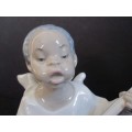 Lladro Legacy Collection Black Angel Playing Lute #4537 Glaze Spain 1969