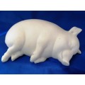 Vintage Large Chubby Sleeping Bisque Pig Piggy Piglet