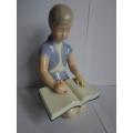 GORGEOUS!! VINTAGE PORCELAIN GIRL WRITING WITH CROSSED ARROW MARK  #