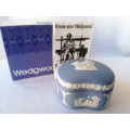 Vintage Wedgwood Blue Jasper ware Kidney Trinket Box Stunning  #